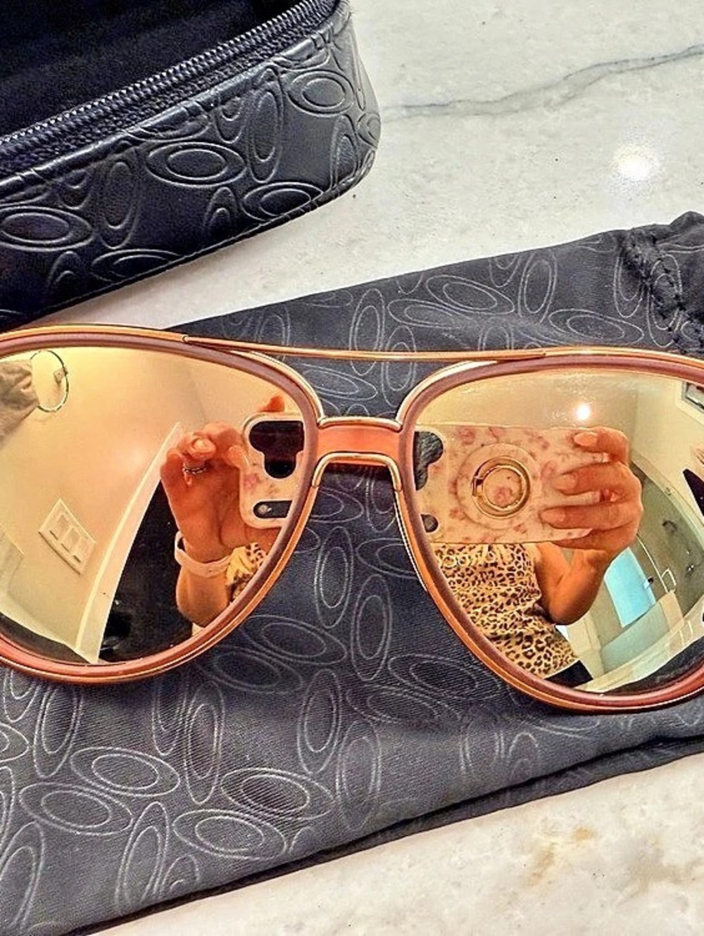 Oakley Split Time Aviator Sunglasses with Rose Gold Lenses